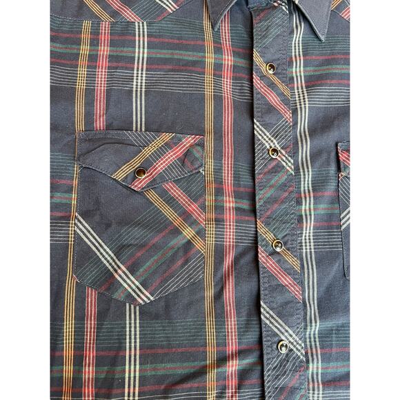 Rustler X-Long Tails Men's Western Pearl Snaps Long Sleeve Plaid Size 16 1/2 - Picture 3 of 13